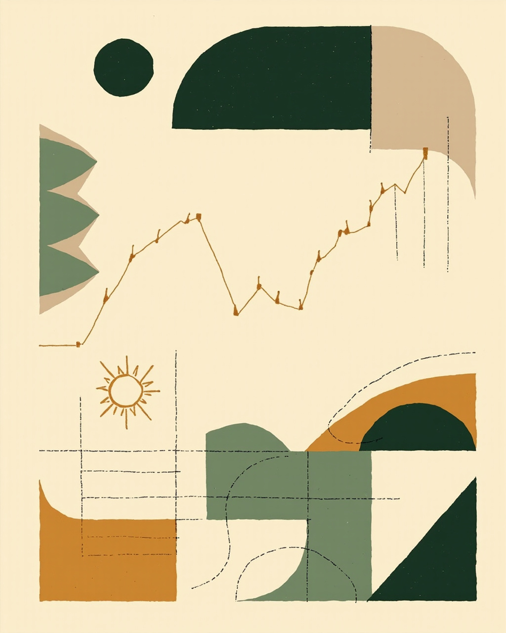 Illustration of a securities paper with a trend line